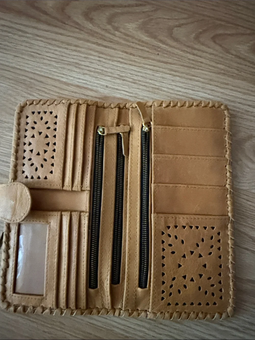Cleobella Leather-Style Cutout Wallet - Tan